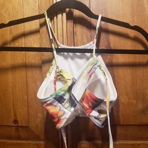 High neck floral bikini top